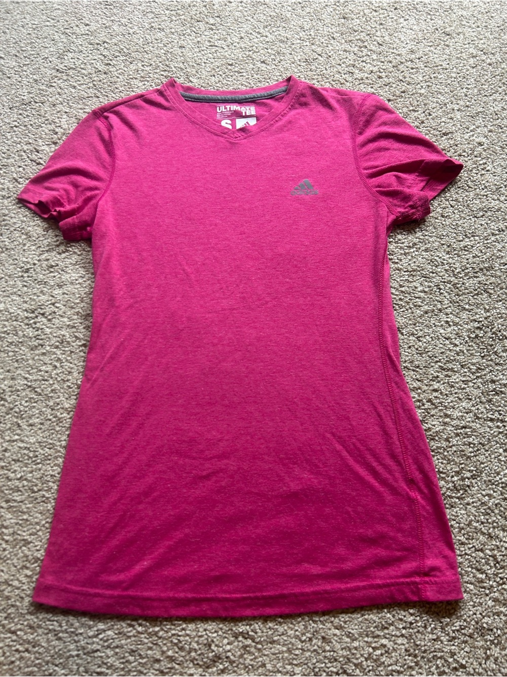 Adidas Women's Ultimate Heather Pink Athletic T-Shirt Crew Neck Size Small